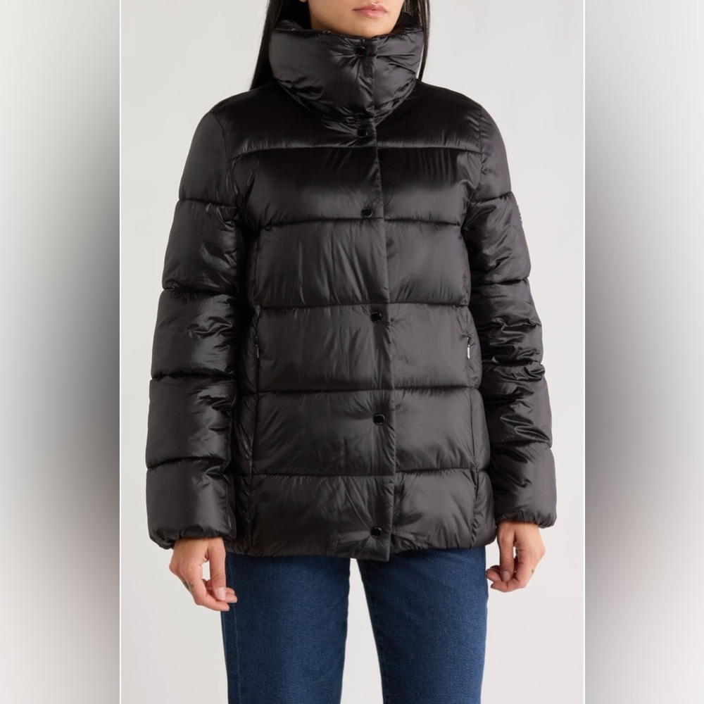 BCBGeneration Water Resistant Snap Front Black Pu… - image 1